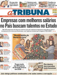 Capa do jornal A Tribuna 10/12/2017