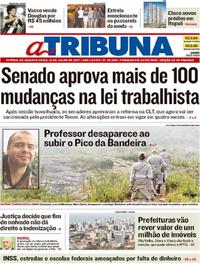 Capa do jornal A Tribuna 12/07/2017