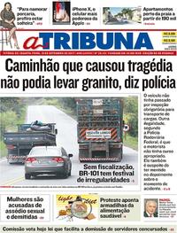 Capa do jornal A Tribuna 13/09/2017