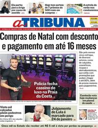 Capa do jornal A Tribuna 13/12/2017