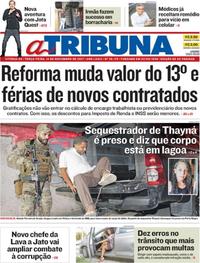 Capa do jornal A Tribuna 14/11/2017