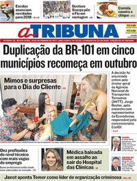 Capa do jornal A Tribuna 15/09/2017