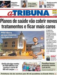 Capa do jornal A Tribuna 16/08/2017