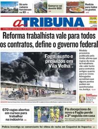 Capa do jornal A Tribuna 17/11/2017