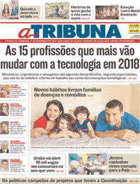 Capa do jornal A Tribuna 17/12/2017