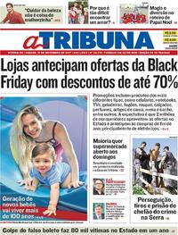 Capa do jornal A Tribuna 18/11/2017