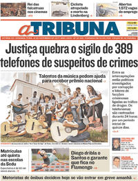 Capa do jornal A Tribuna 18/12/2017