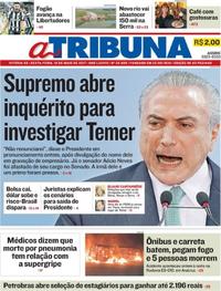 Capa do jornal A Tribuna 19/05/2017