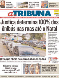 Capa do jornal A Tribuna 19/12/2017
