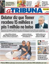 Capa do jornal A Tribuna 20/05/2017