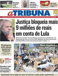 Capa do jornal A Tribuna 21/07/2017