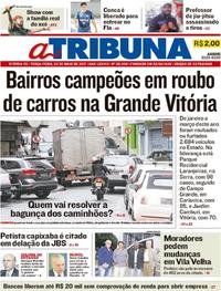 Capa do jornal A Tribuna 23/05/2017