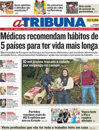 Capa do jornal A Tribuna 27/08/2017