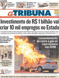 Capa do jornal A Tribuna 28/12/2017