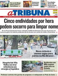 Capa do jornal A Tribuna 29/07/2017