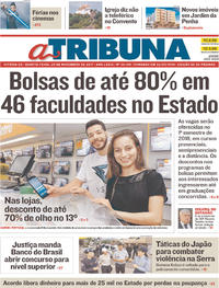 Capa do jornal A Tribuna 29/11/2017