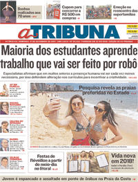 Capa do jornal A Tribuna 31/12/2017