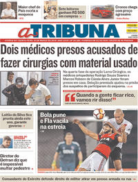 Capa do jornal A Tribuna 01/03/2018