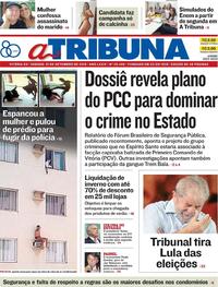 Capa do jornal A Tribuna 01/09/2018