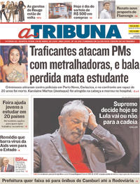 Capa do jornal A Tribuna 04/04/2018