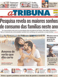 Capa do jornal A Tribuna 07/01/2018