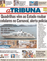 Capa do jornal A Tribuna 07/02/2018