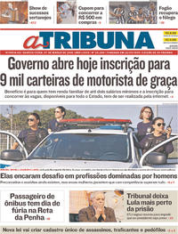 Capa do jornal A Tribuna 07/03/2018