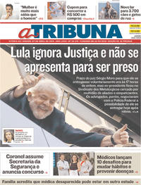 Capa do jornal A Tribuna 07/04/2018
