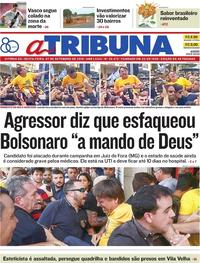 Capa do jornal A Tribuna 07/09/2018