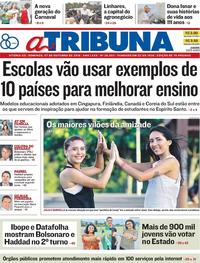 Capa do jornal A Tribuna 07/10/2018