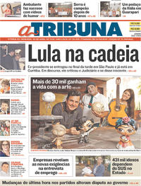 Capa do jornal A Tribuna 08/04/2018