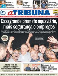 Capa do jornal A Tribuna 08/10/2018