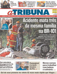Capa do jornal A Tribuna 09/01/2018