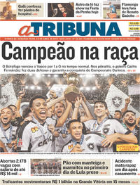 Capa do jornal A Tribuna 09/04/2018