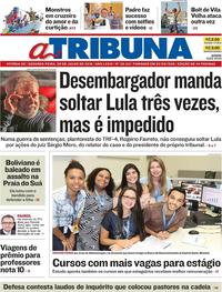 Capa do jornal A Tribuna 09/07/2018