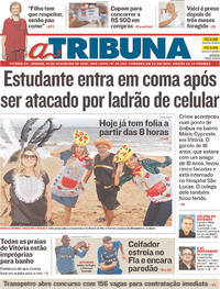 Capa do jornal A Tribuna 10/02/2018