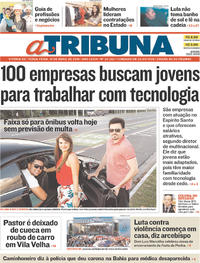 Capa do jornal A Tribuna 10/04/2018