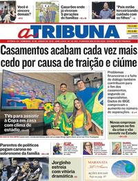 Capa do jornal A Tribuna 10/06/2018