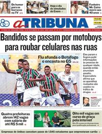 Capa do jornal A Tribuna 10/09/2018