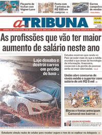 Capa do jornal A Tribuna 11/01/2018