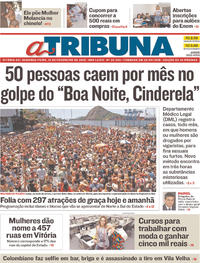 Capa do jornal A Tribuna 12/02/2018
