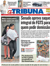 Capa do jornal A Tribuna 12/04/2018