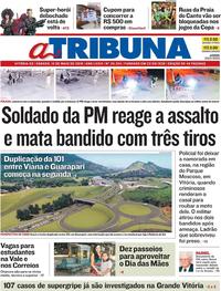 Capa do jornal A Tribuna 12/05/2018