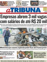 Capa do jornal A Tribuna 12/07/2018