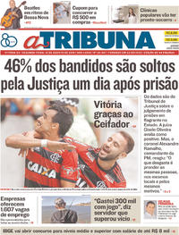 Capa do jornal A Tribuna 13/08/2018