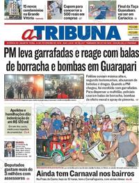 Capa do jornal A Tribuna 14/02/2018