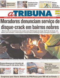 Capa do jornal A Tribuna 14/04/2018