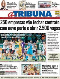 Capa do jornal A Tribuna 14/06/2018