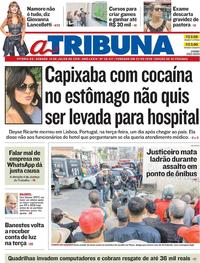 Capa do jornal A Tribuna 14/07/2018