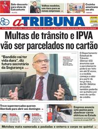 Capa do jornal A Tribuna 14/11/2018